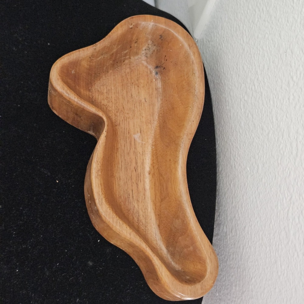 Vintage wooden‎ odd shaped primitive bowl trinket dish